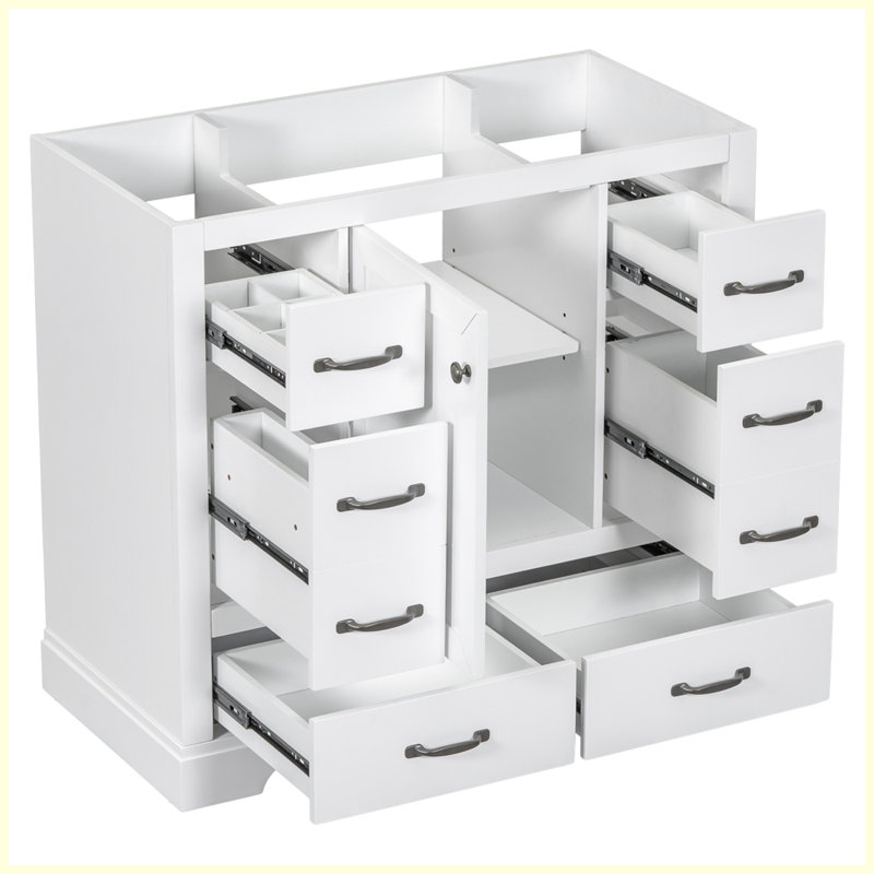 Meuble-lavabo moderne avec tiroir multifonctionnel, Blanc / Blanc