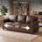 Vintage Living Room Standard Couch, 89" Traditional Upholstered Nailhead Trim 3-seater Sofas & Couches With Rolled Arms And Wood Legs For Farmhouse, Apartment, Faux Leather-1984804349