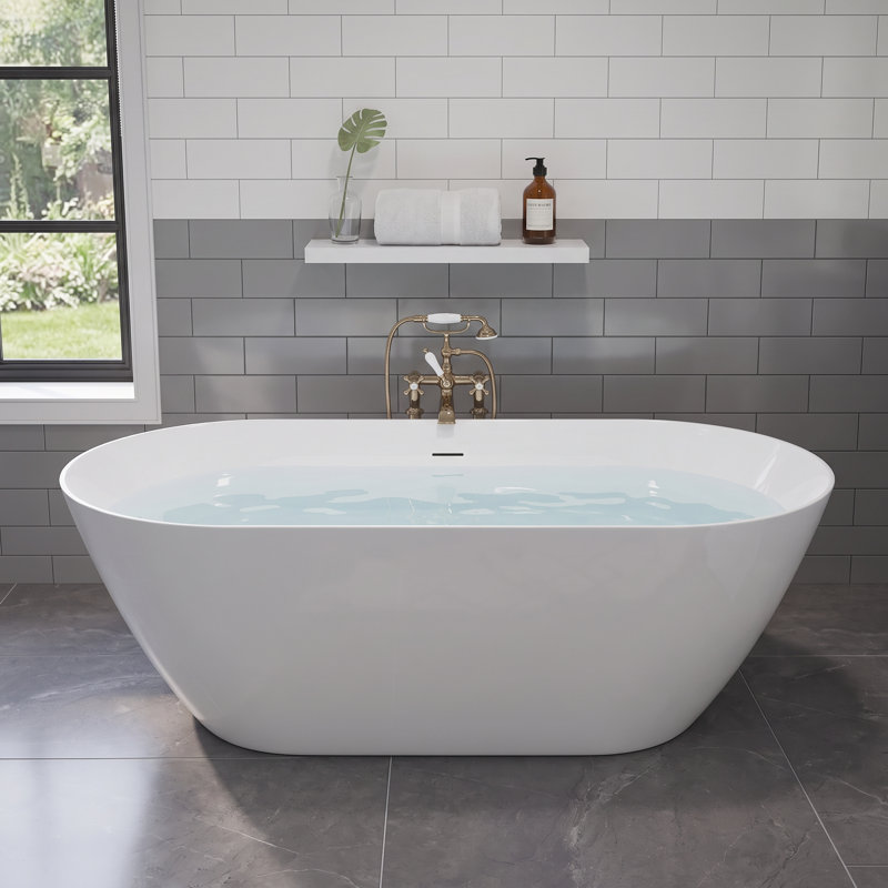 Baignoire de trempage autoportante en acrylique blanc brillant 59 po. X 29 po., 59''