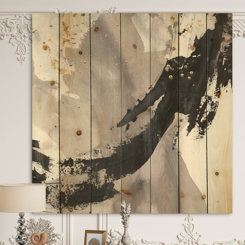 Glam Painted Arcs III - reproduction transitionnelle sur bois de pin naturel, H 30 po x l 30 po x P 1,5 po