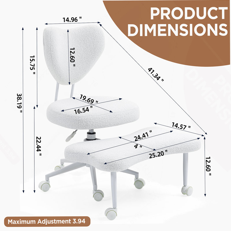 Chaise d'appoint rembourrée à hauteur réglable pour le bureau à domicile