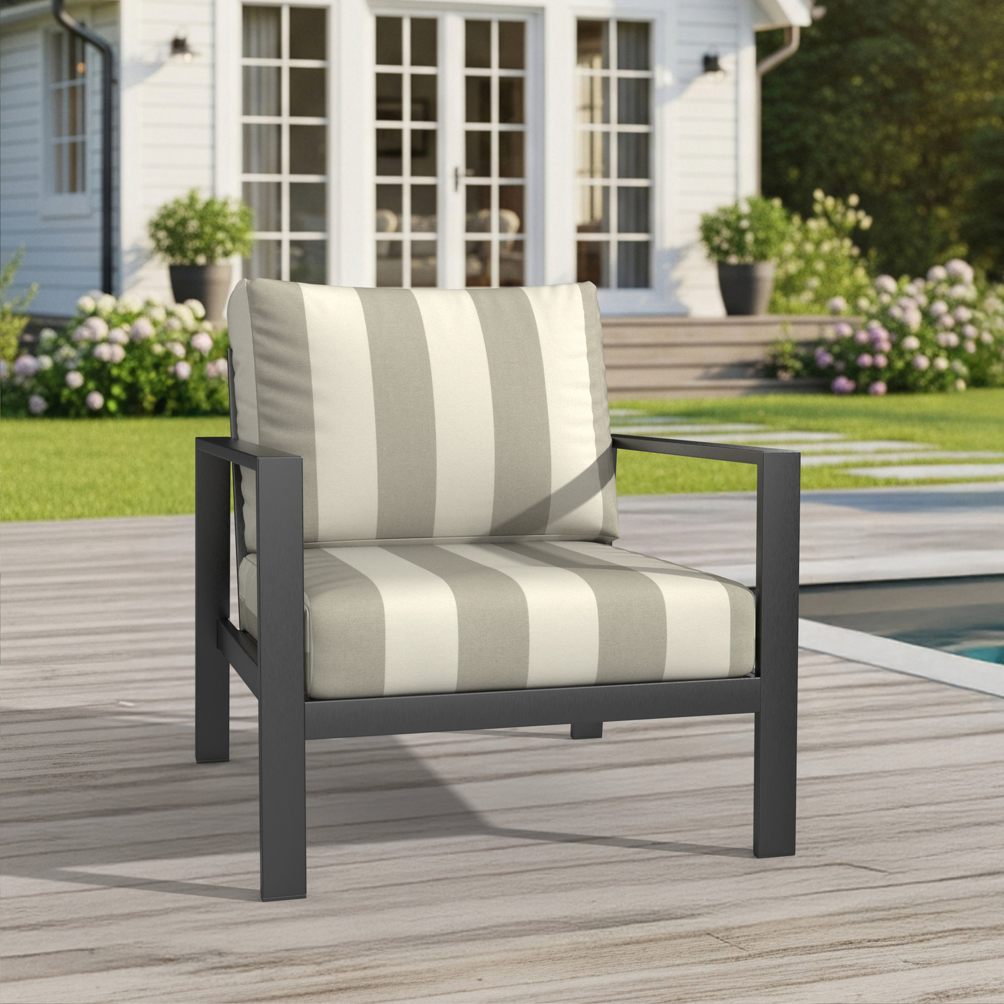 Amala Indoor/Outdoor Sunbrella® Cushion, Sunbrella Solana Seagull , 24" W x 5" D