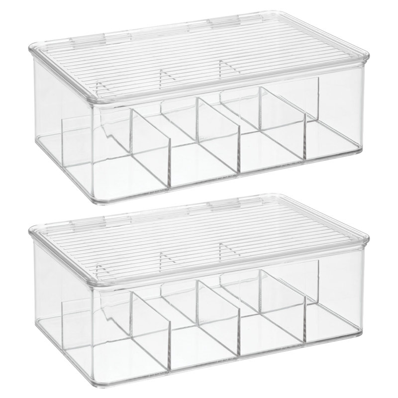 Stackable 8-Section Tea Storage Box - Tea Bag Organizers for Kitchen Cabinet, Countertop, or Pantry