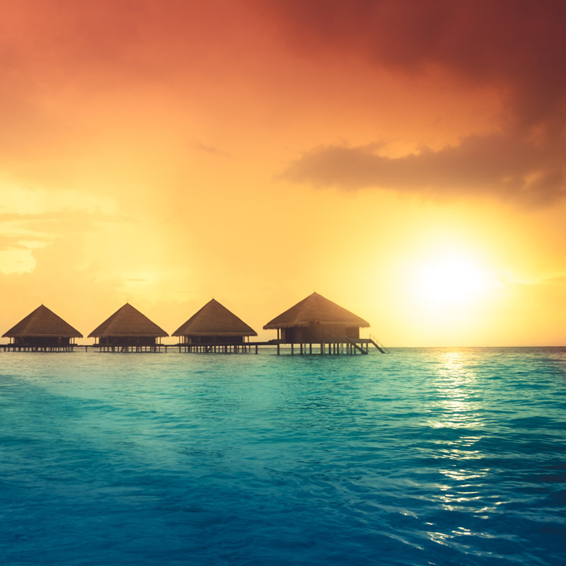 Sunset On Maldives Island - Wrapped Canvas Print, 30cm H x 30cm W x 3.8cm D