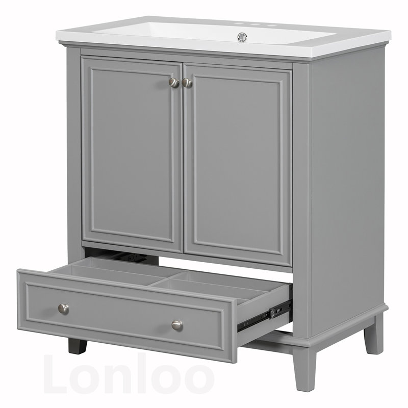 Versatile Bathroom Vanity with Advanced Features for Enhanced Functionality, Gray