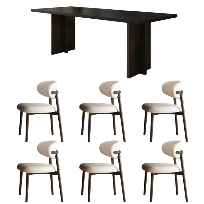 Rectangular light luxury dining table and chair, 29.5"H x 78.7"L x 35.4"W