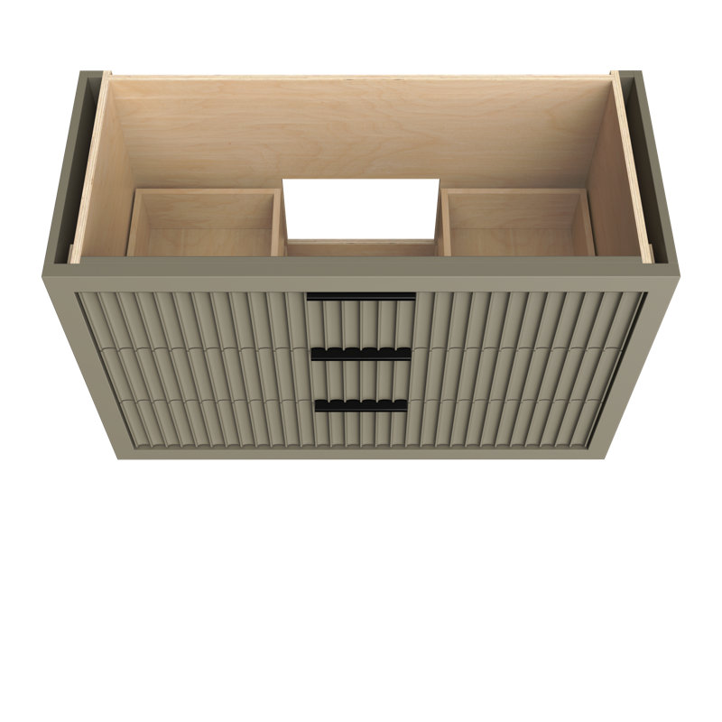 Lecrieú Three-Drawer Single Bath Vanity, French Olive, 48", Matte Black