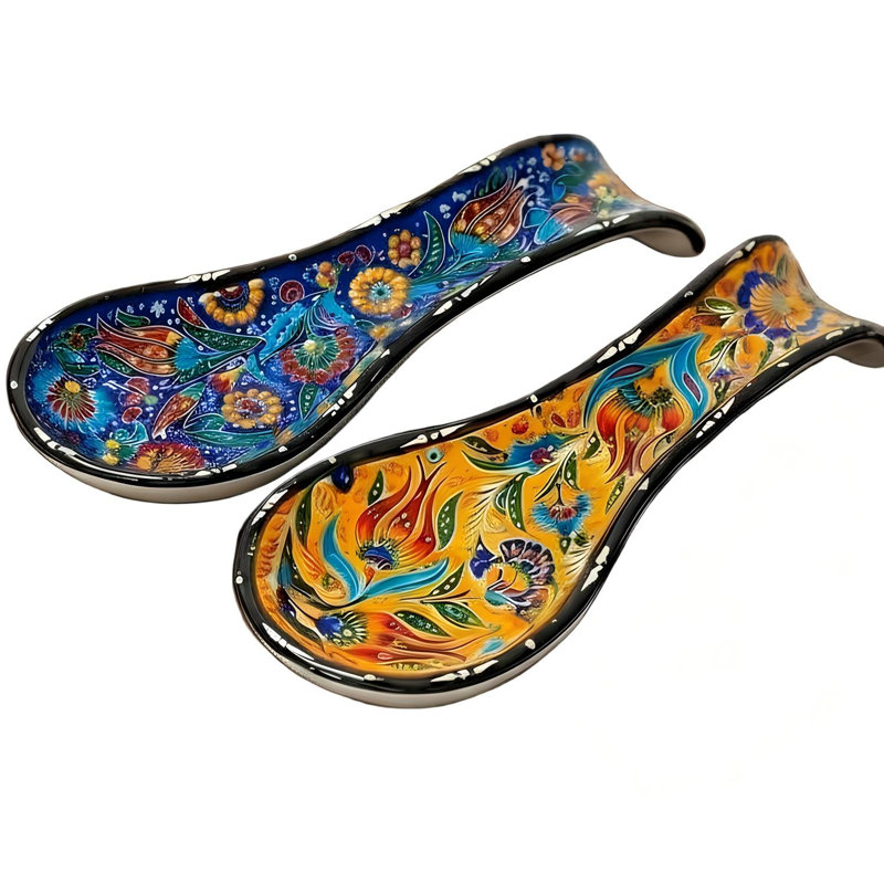 Multicolore ensemble de repose-cuillère en céramique fabriqué à la main
