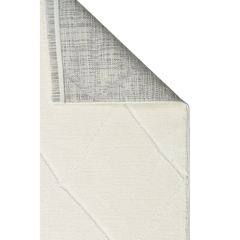 Tapis blanc en micropolyester tissé à la machine Cutchogue, Tapis de couloir 2 pi 7 po x 9 pi 10 po