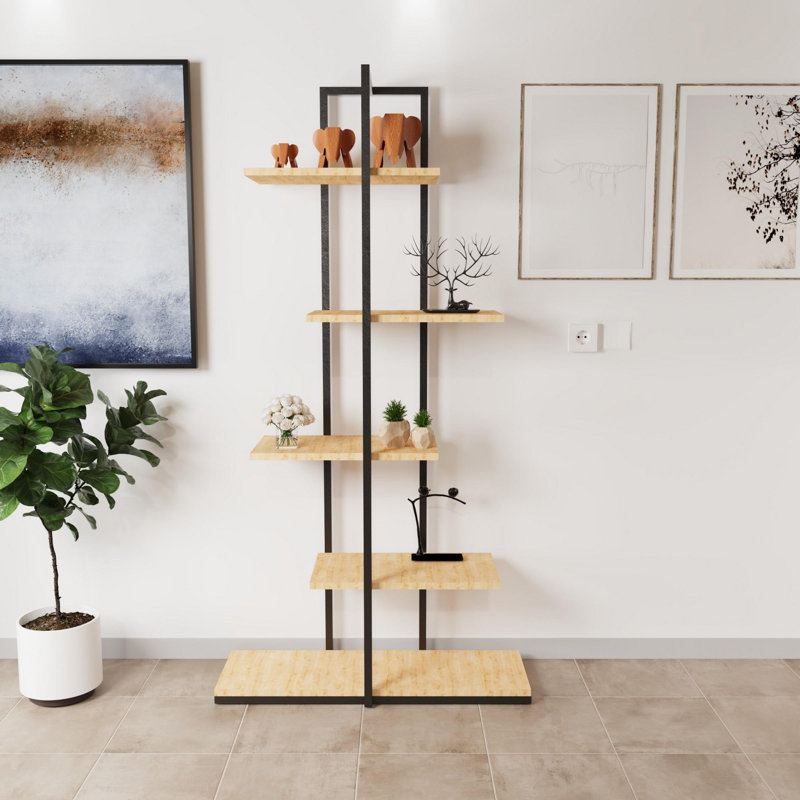 Aliona 80cm W Metal Shelving Unit, Natural/Nickel