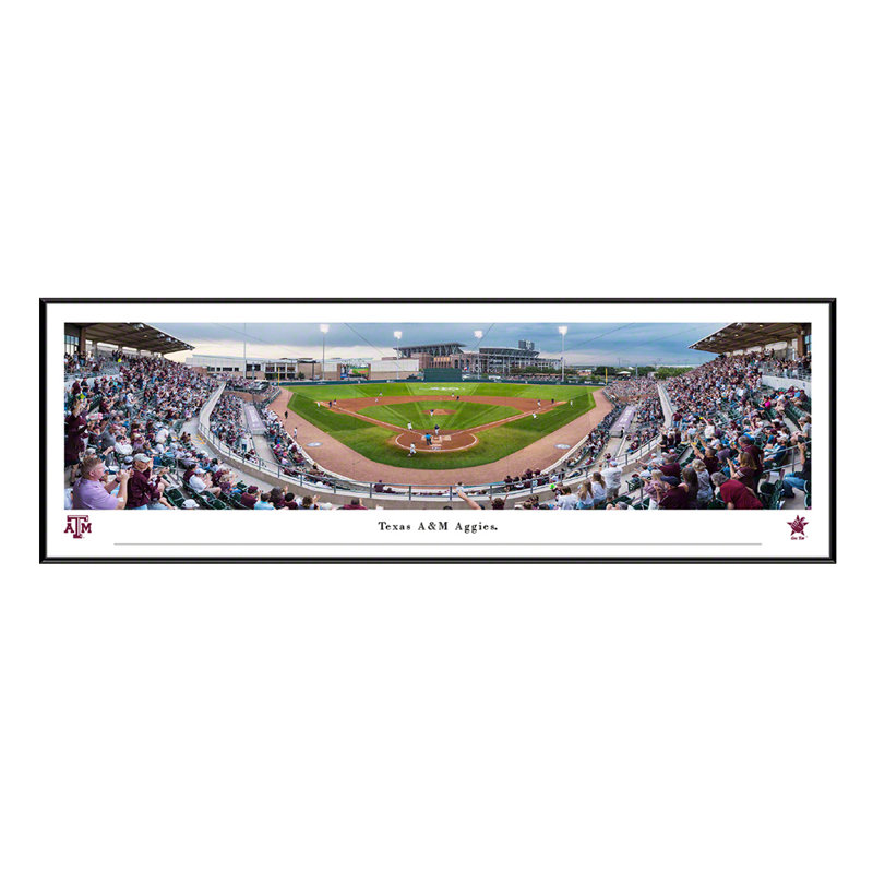 Impression panoramique Texas A&M Baseball, H 13,75 po x l 40,25 po x P 0,88 po, Cadre noir, Pas de tapis