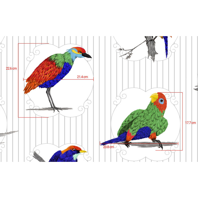 Papier peint oiseaux Makaya d'Haïti, neige multicolore 