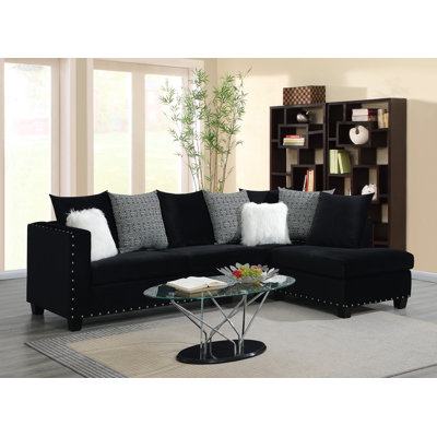 Yumiko Velvet L-Shaped Sectional Right Hand Facing