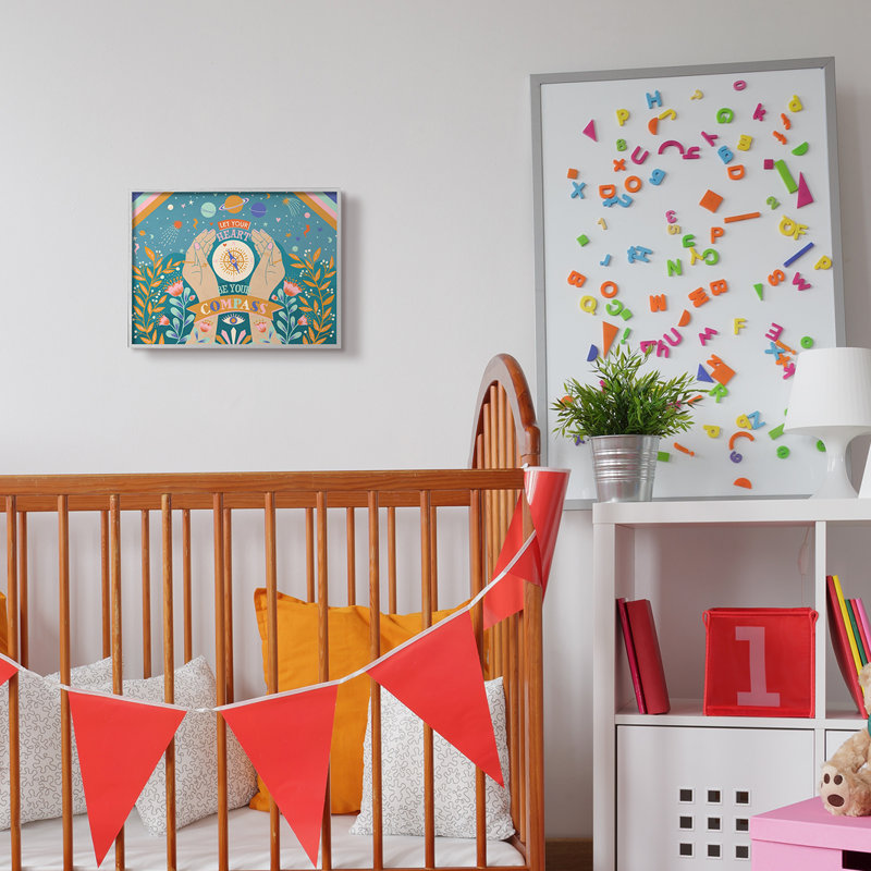 Heart Be Your Compass Expression Boho Chic Constellations, Estampe numérique Farmhouse, H 11 po x l 14 po x P 1,5 po