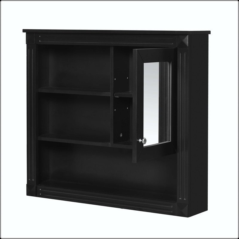 Pharmacie murale 32 x 28 avec 4 tablettes réglables - Noir, Black