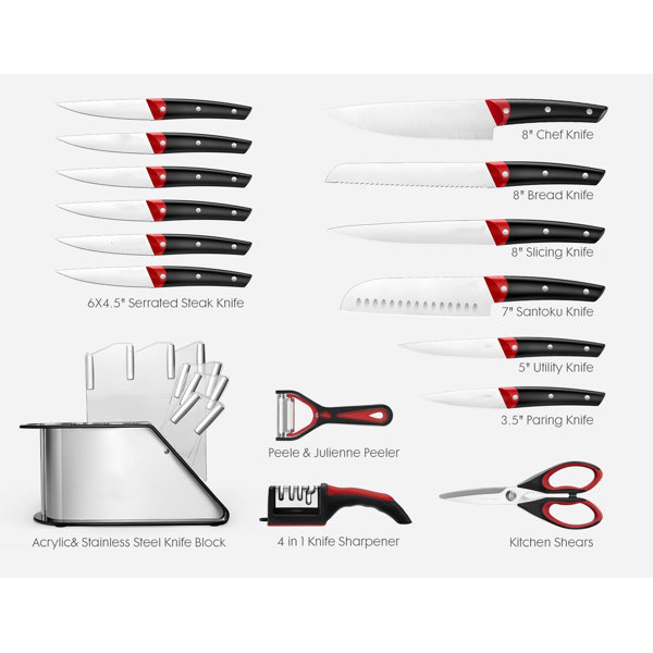 Melissa 15 Piece Stainless Steel Knife Block Set