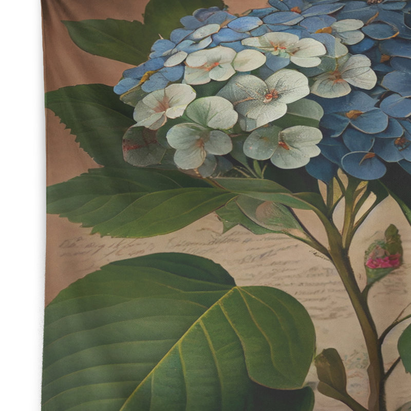 Blossoming Hydrangena In Retro Colors I Polyester Tapestry, 50" H x 60" W