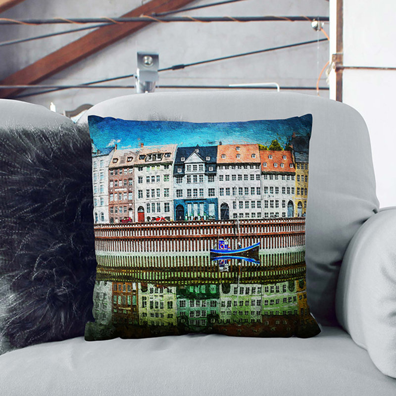 Square Cushion, Black, 55cm H x 55cm W x 20cm D