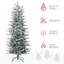 6Ft Tall Prelit Artificial Christmas Tree Holiday Décor With 636 Snow Flocked Branches, 250 Warm Yellow Clear Lights, Auto Open, Extra Bulb