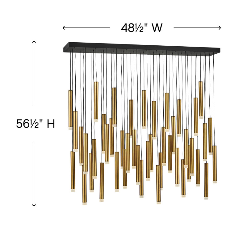 Harmony 45 - Light Cluster Cylinder LED Pendant, Heritage Brass