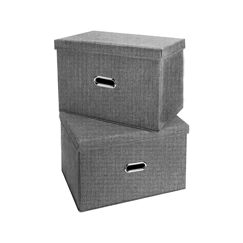 Collapsible Linen Fabric Storage Bin, Gray
