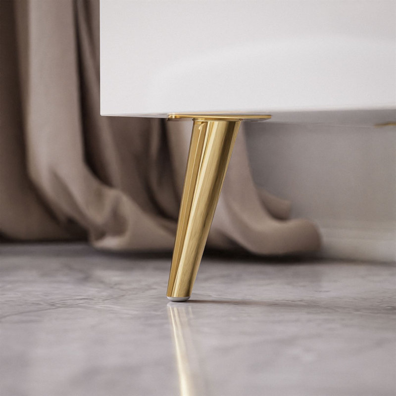 Sideboard ONYX 4D 158 cm white/ white gloss with handles on gold legs, White Gloss