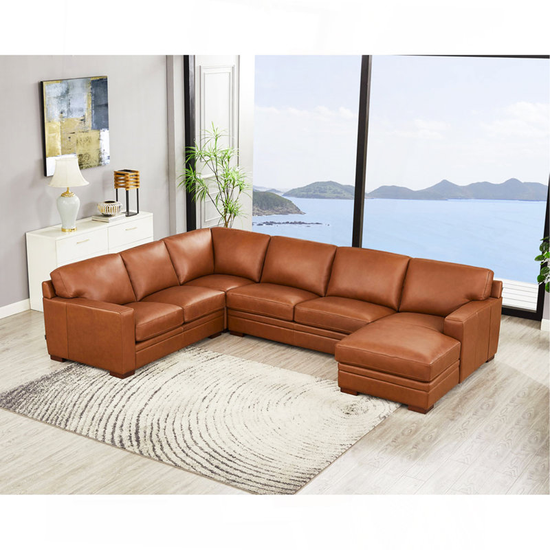 Leather Right Chaise Sectional, Right Hand Facing