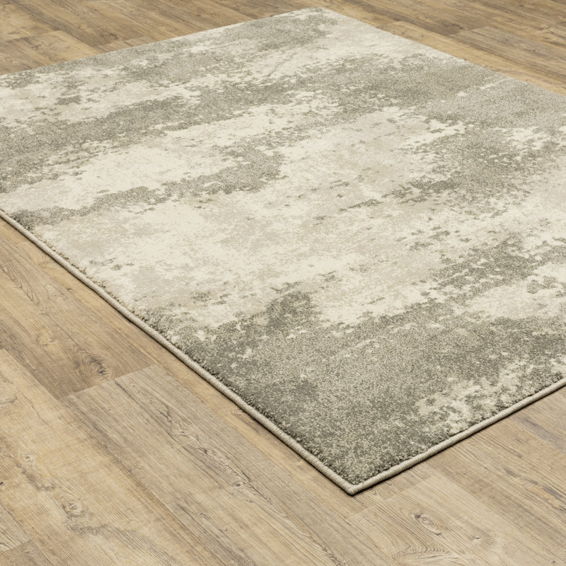 Tapis beige à motif abstrait Ernie, Rectangle 6 pi 7 po x 9 pi 2 po