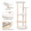 Tour à chat en bois pour chats d'intérieur, maisonnette grimpante à 5 niveaux avec poteaux à griffer en sisal beige