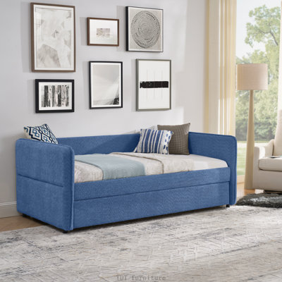 Twin Size Boucle Upholstered Daybed with Pop-Up Trundle | Tufted Sofa Bed, 83"x43"x29.5"