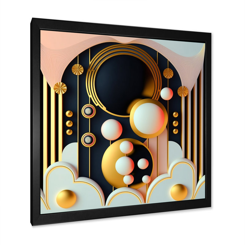 Golden Consciousness Rising I - reproduction sur toile, Toile avec cadre photo noir, H 16 po x l 16 po x P 1 po