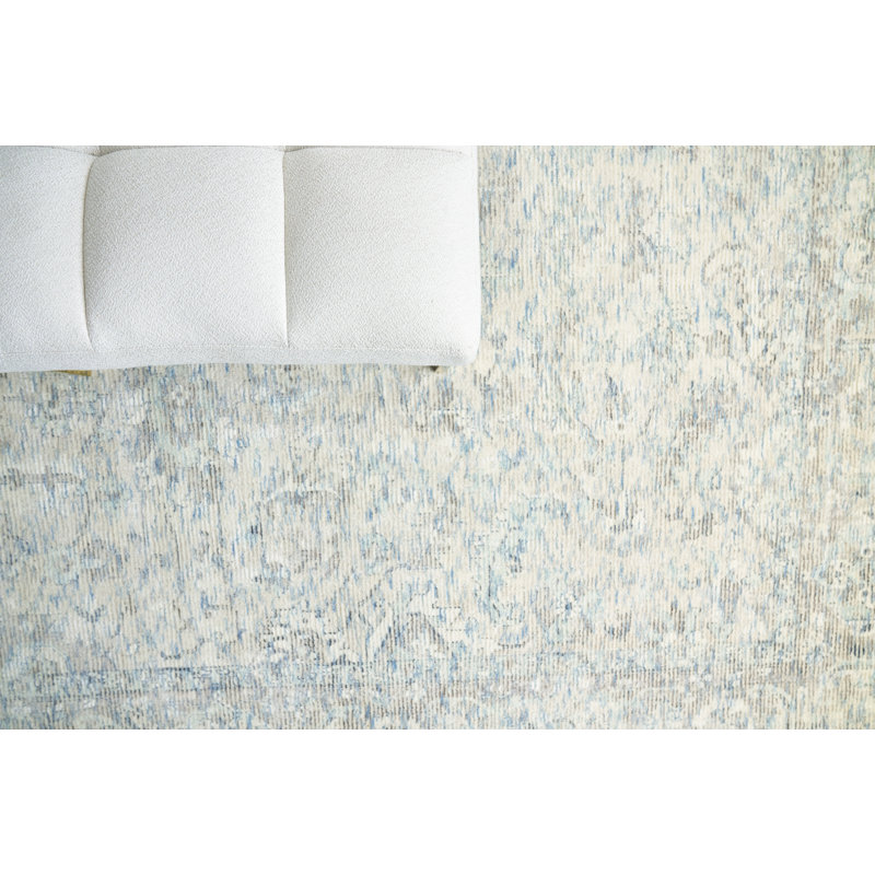 Tuscany Oriental Hand-Loomed Beige/Blue Area Rug, Rectangle 12' x 15'
