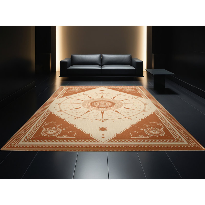 Soft Plush Schroeder Global Inspired Moroccan Area Rug in Brown – Beige Binding, 6x9