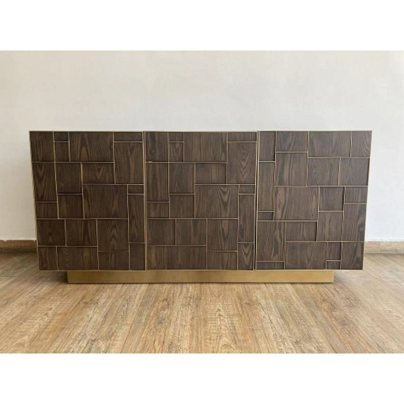 Auer 3 Door Sideboard, Brown/Gold
