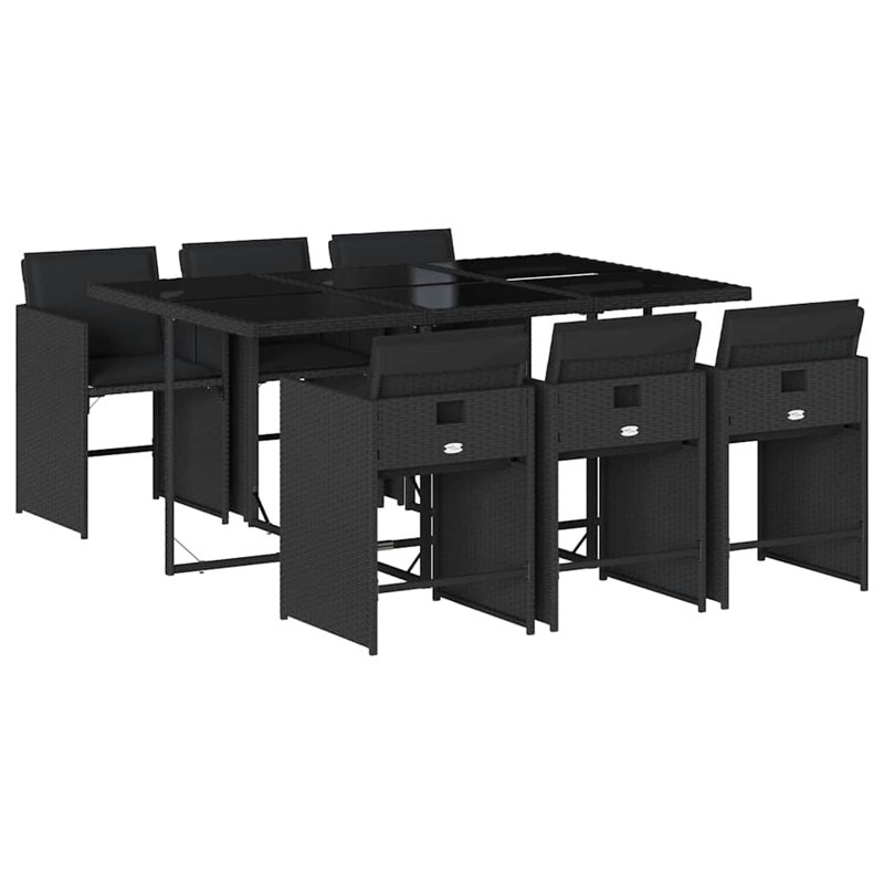 Patio Dining Set with, Black, Black