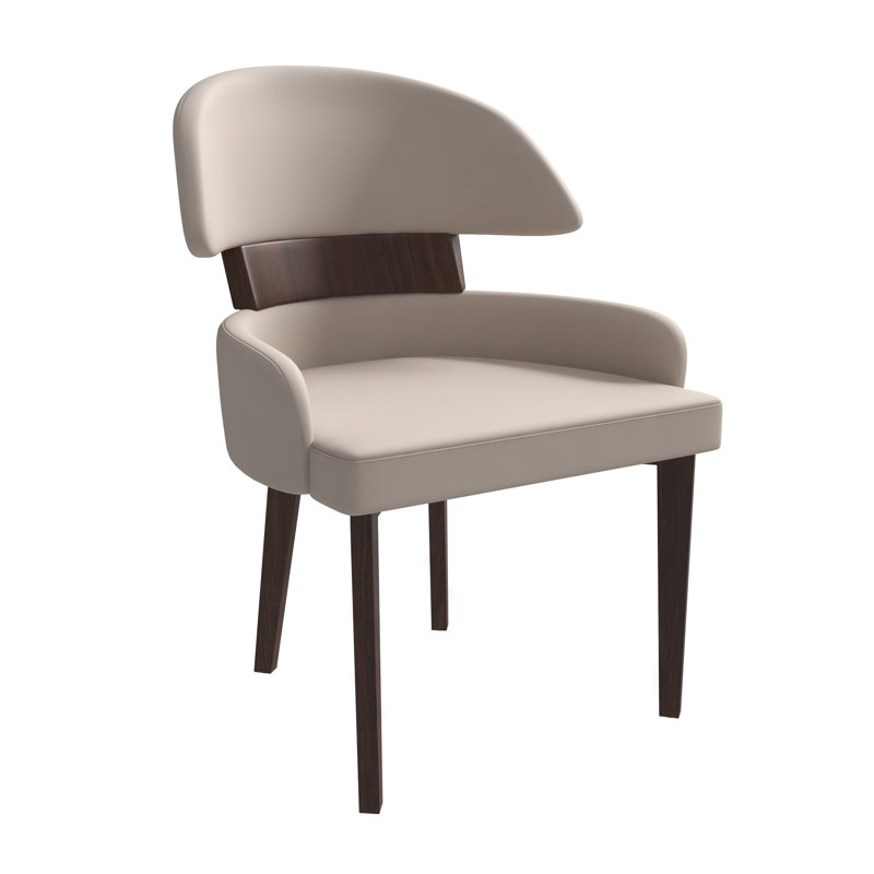 Chaise d'appoint de salle à manger en cuir avec dossier incurvé Consida, Taupe