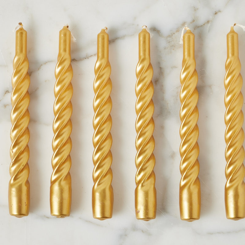 Lacquered Twisted Taper Candles - Set of 6 - Gold