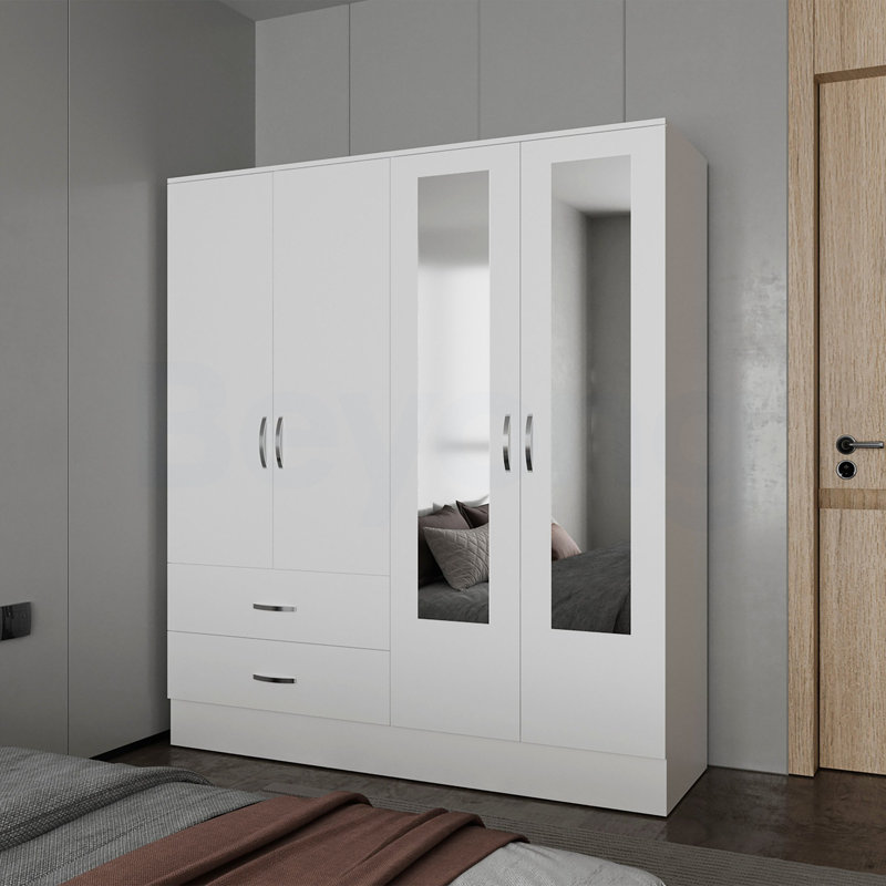 Rangement pour garde-robe blanc avec 2 miroirs