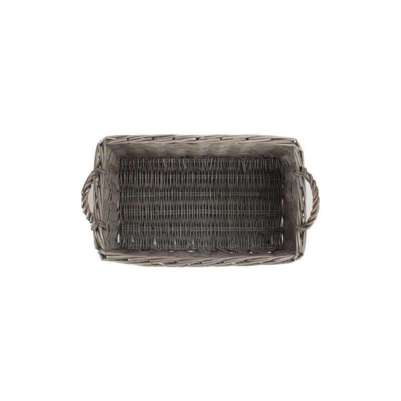 Wicker Shallow Storage Basket, 24cm H x 43cm W x 27cm D