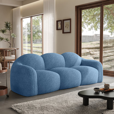 Ivona Upholstered Boneless Modern Cloud Couch, Teddy Plush Fabric Sofa With Armrests, No Assembly Required