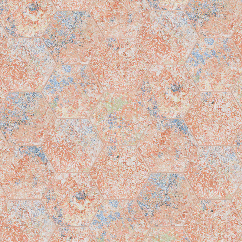 Emotion 9.88 " x 11.25" Porcelain Patterned Wall & Floor Tile, Red