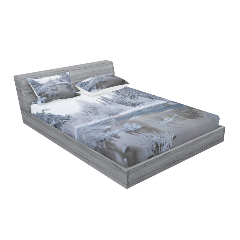 Ensemble de draps de forêt froide idyllic finlande icy, Ensemble de drap pour grand lit avec drap-housse
