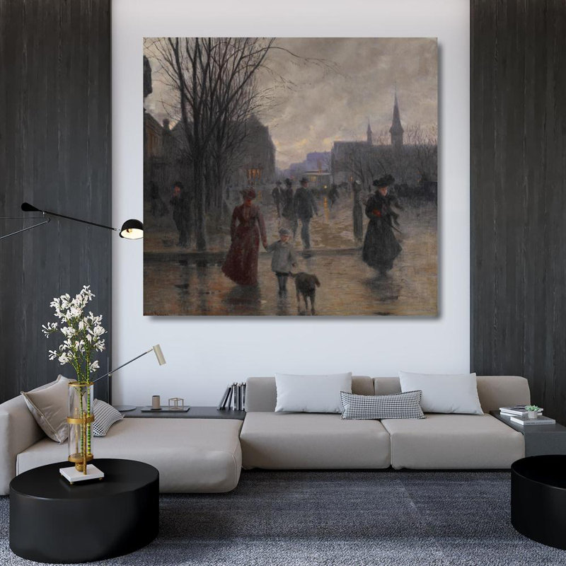 «Rainy Evening on Hennepin Avenue» par Robert Koehler - Art mural sur toile tendue avec châssis, H 17 po x l 24 po