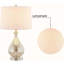 Lampe de table 23 po en verre transparent avec abat-jour en lin blanc et base en nickel poli (ensemble de 2) pour chambre à coucher, bureau, dortoir, table basse, bibliothèque