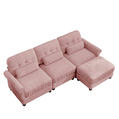 Canapé modulable 3 places avec un pouf