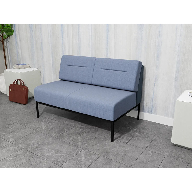 Causeuse Darsey, Avec alimentation, Noir, Chambray bleu marine clair