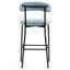 Tabouret de bar 26 po à hauteur de comptoir avec housse en tissu pour îlot de cuisine avec base thermolaquée noire et repose-pieds (Bleu)