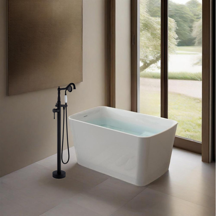 49'' x 28'' Acrylic Freestanding Soaking Bathtub Sit-In Design,with Chrome Overflow and Drain