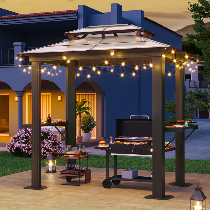 Premium Outdoor Aluminum Frame Gazebo, 98.4" H x 94.5" W x 59" D