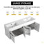 Meuble-lavabo mural de 60 po avec lavabo, lavabo double en résine à rebords épais, ensemble KD-126528872